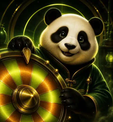 Панда рядом с колесом фортуны Panda Casino