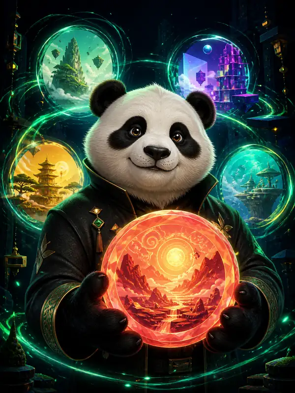 Панда с игровыми мирами из каталога популярных игр Panda Casino